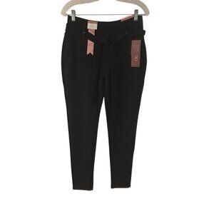 Indero Scuba Pants Dress Legging Pants Tie Belt Stretch Black L/XL NEW NWT